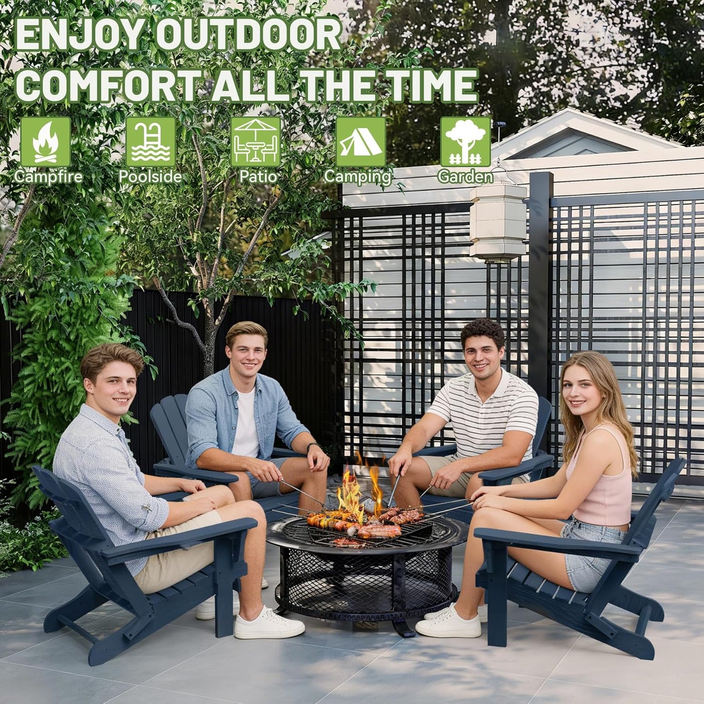 Adirondack Chairs Set of Two Plastic for Patio