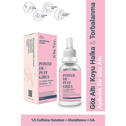 Beauty Care Bag Power De-Puff Girls Eye Area Moisturizer pink dropper bottle with box on Tampa Home & Garden Store