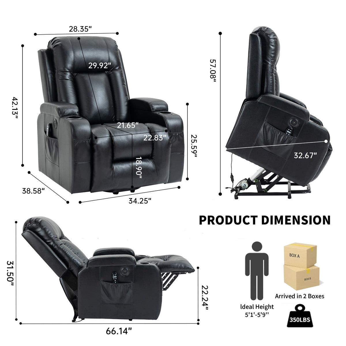 Infinite Position Power Lift Recliner for Elderly