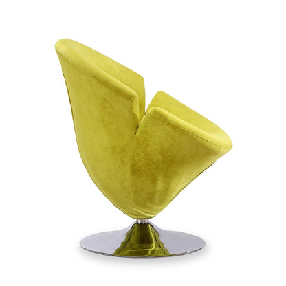 Tulip Swivel Lounge Chair yellow fabric by HouseOfZazla with chrome pedestal base on Tampa Home & Garden Store