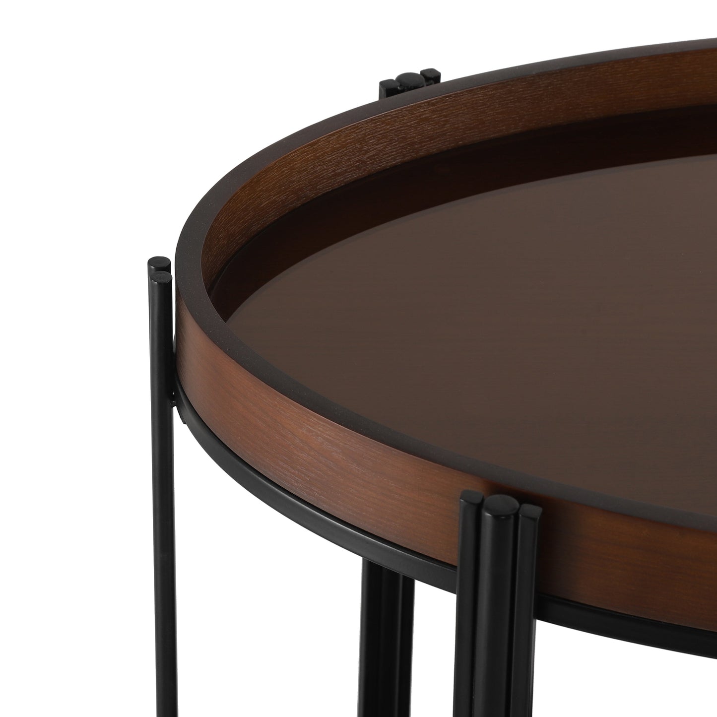 Dark Oval Kitchen Cart With Wood And Glass
