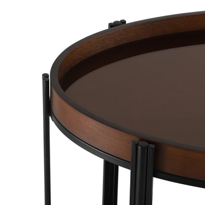 Dark Oval Kitchen Cart With Wood And Glass
