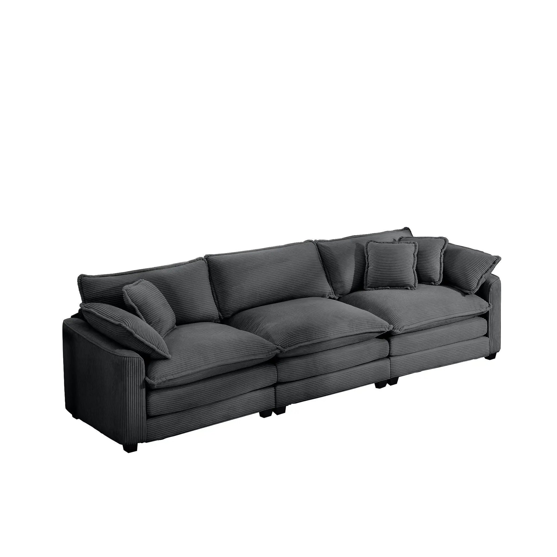 Mid-Century Modern 3-Seater Sofa in gray fabric with throw pillows by Unique Piece Furniture on Tampa Home & Garden Store