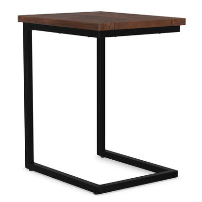 Walnut brown C-side table with industrial black metal base, HouseOfZazla chair side table on Tampa Home & Garden Store