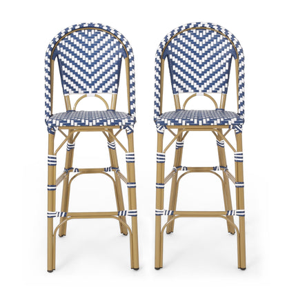 Outdoor Rattan French Barstool Set for Patio