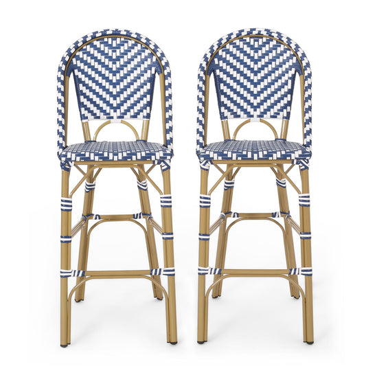 Outdoor Rattan French Barstool Set for Patio