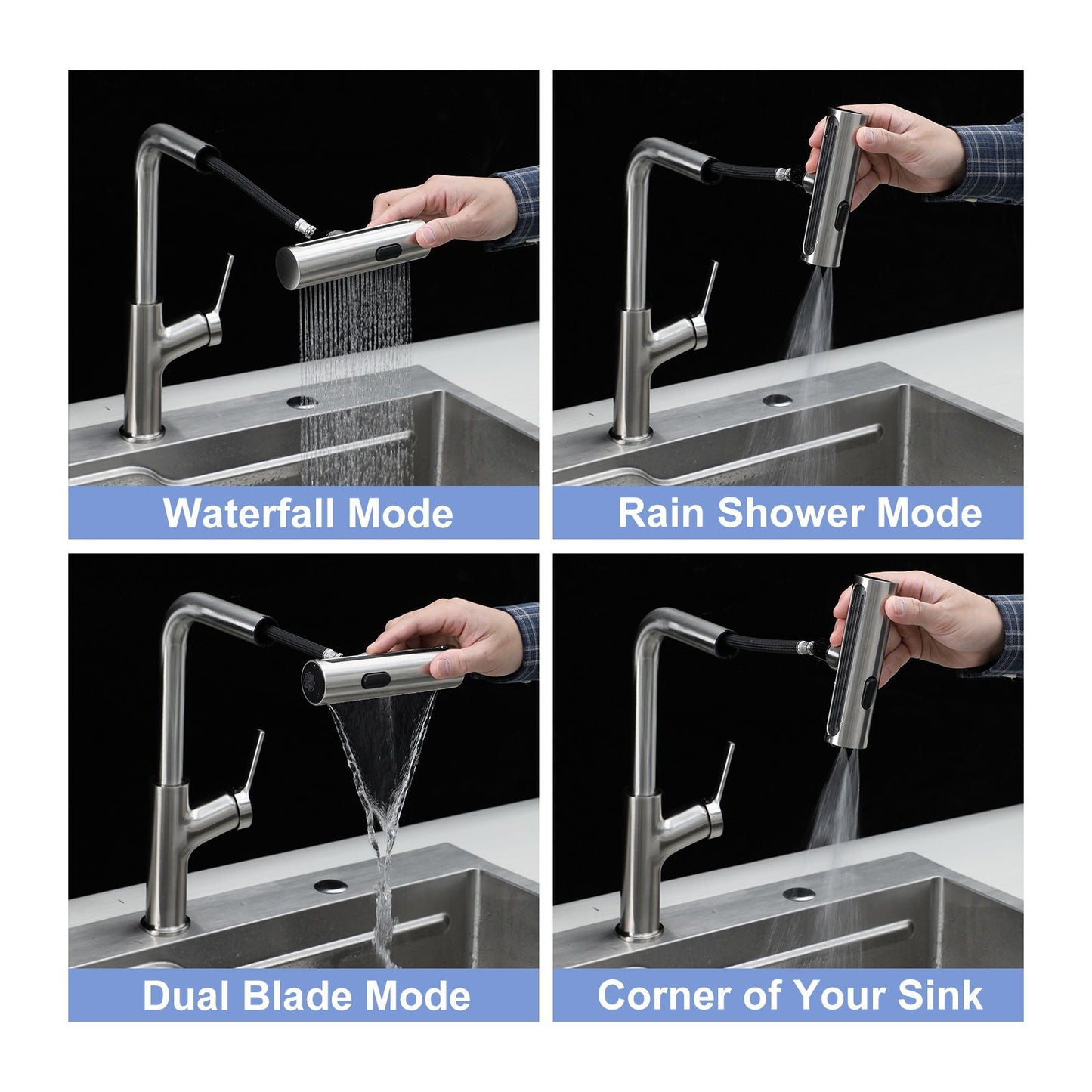 360 Degrees Pull Down Kitchen Faucet with 4 Spray