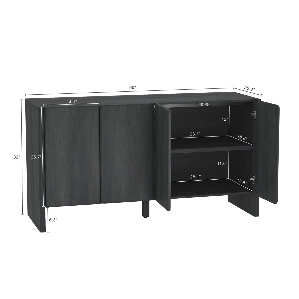 Linda Sideboard with adjustable shelves and soft-close doors in dark brown HouseOfZazla on Tampa Home & Garden Store