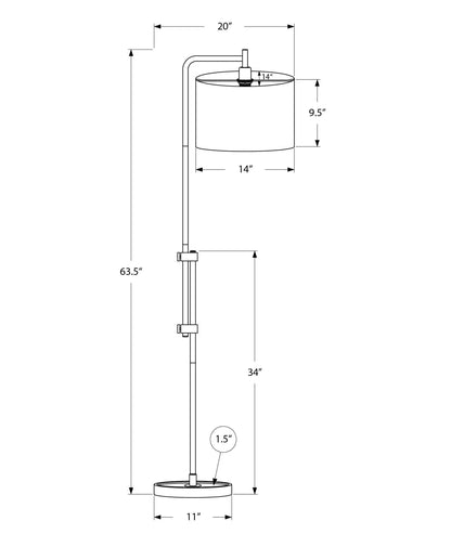 Metal Arc Floor Lamp with Fabric Drum Shade