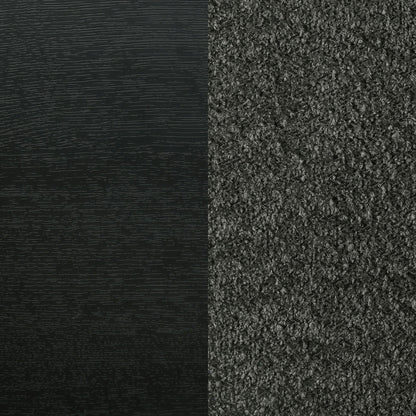 Burton bed with upholstered headboard in black wood finish; gray carpet texture on Tampa Home & Garden Store