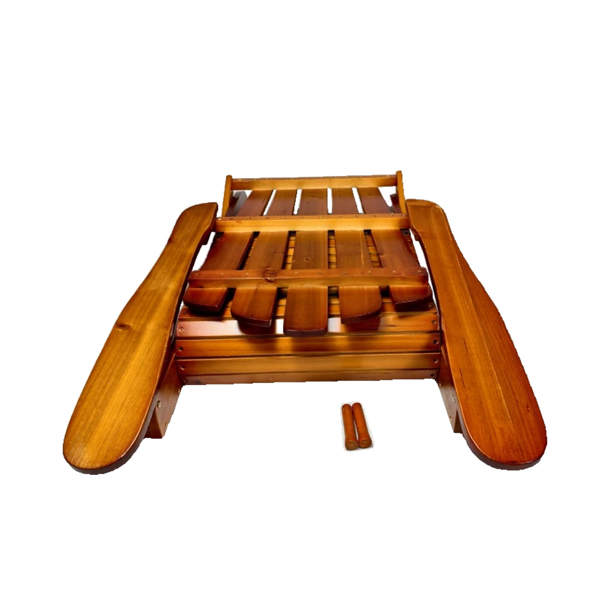 Foldable solid wood Adirondack chair in oak finish for outdoor use on Tampa Home & Garden Store