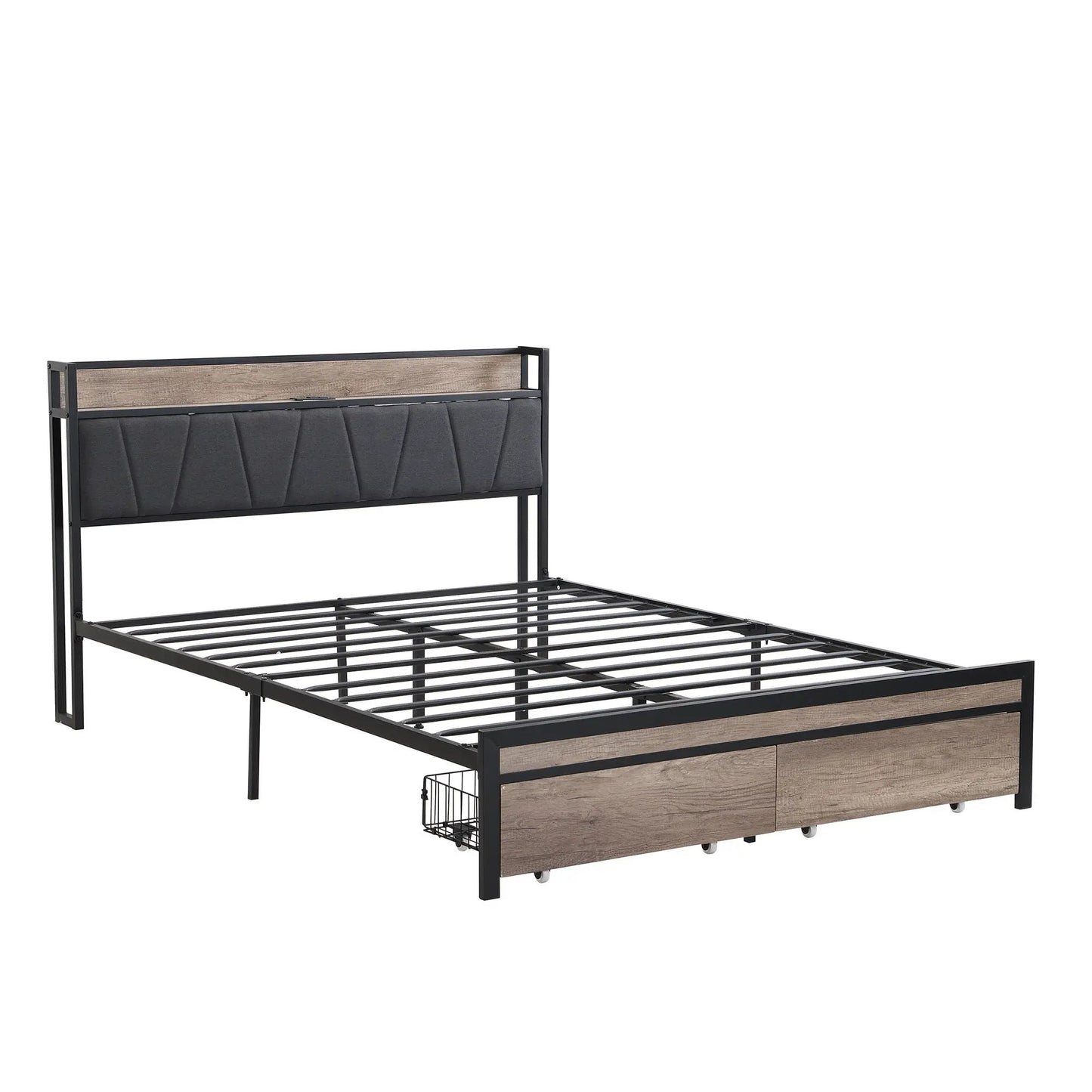 Led Bed Frame With Usb Charging and Storage