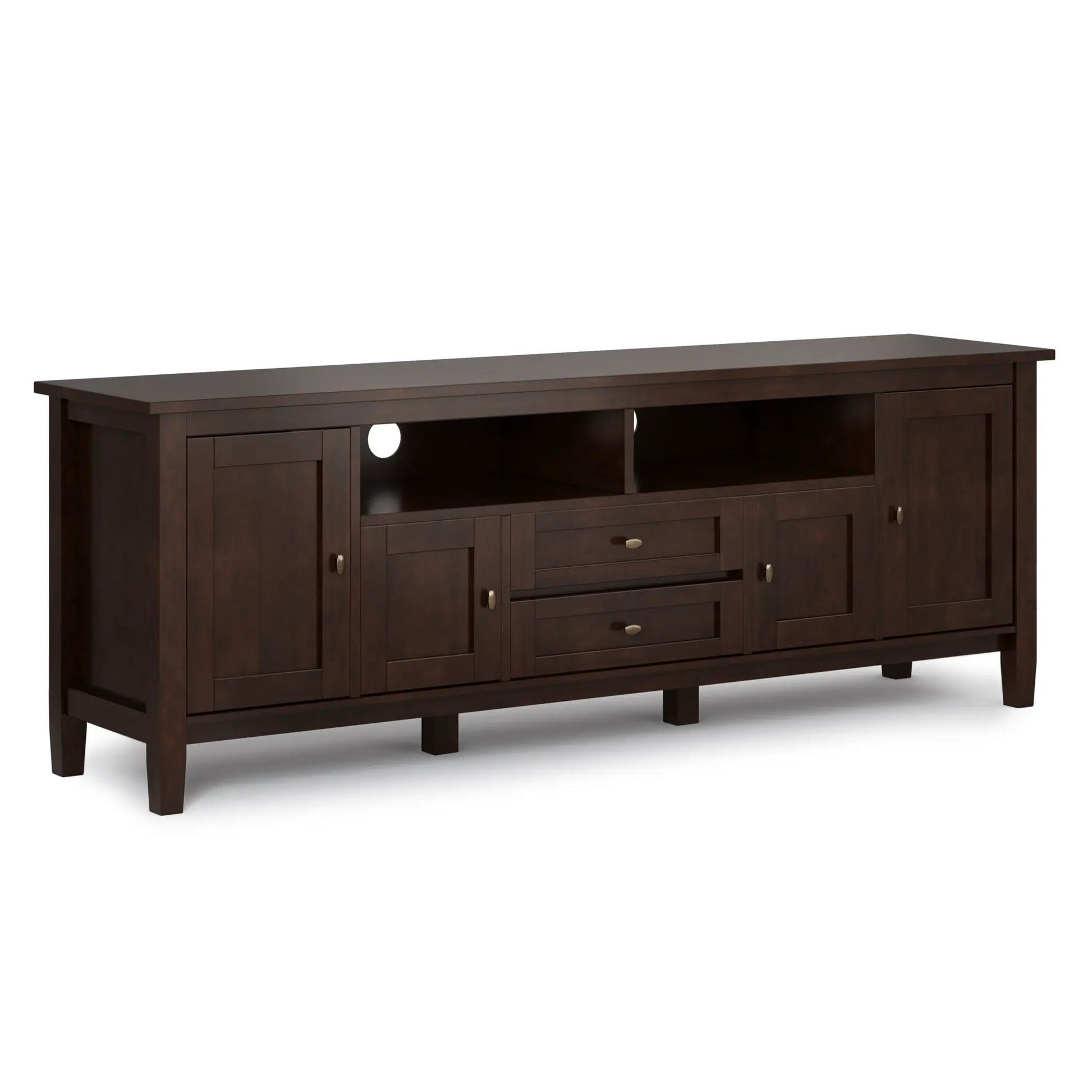 Warm Shaker TV Media Stand handcrafted in dark wood by Unique Piece Furniture with drawers on Tampa Home & Garden Store