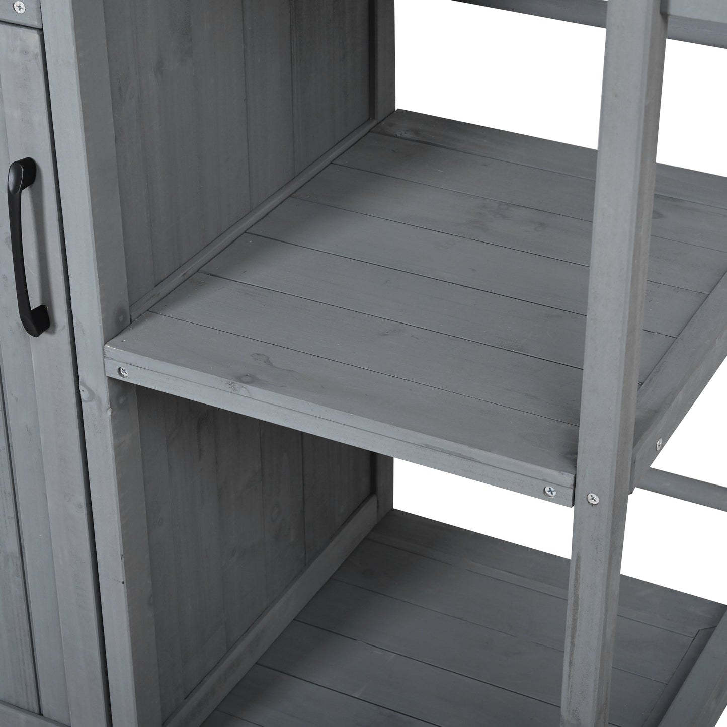 Outdoor Kitchen Island fir wood prep station with stainless steel top, gray finish on Tampa Home & Garden Store