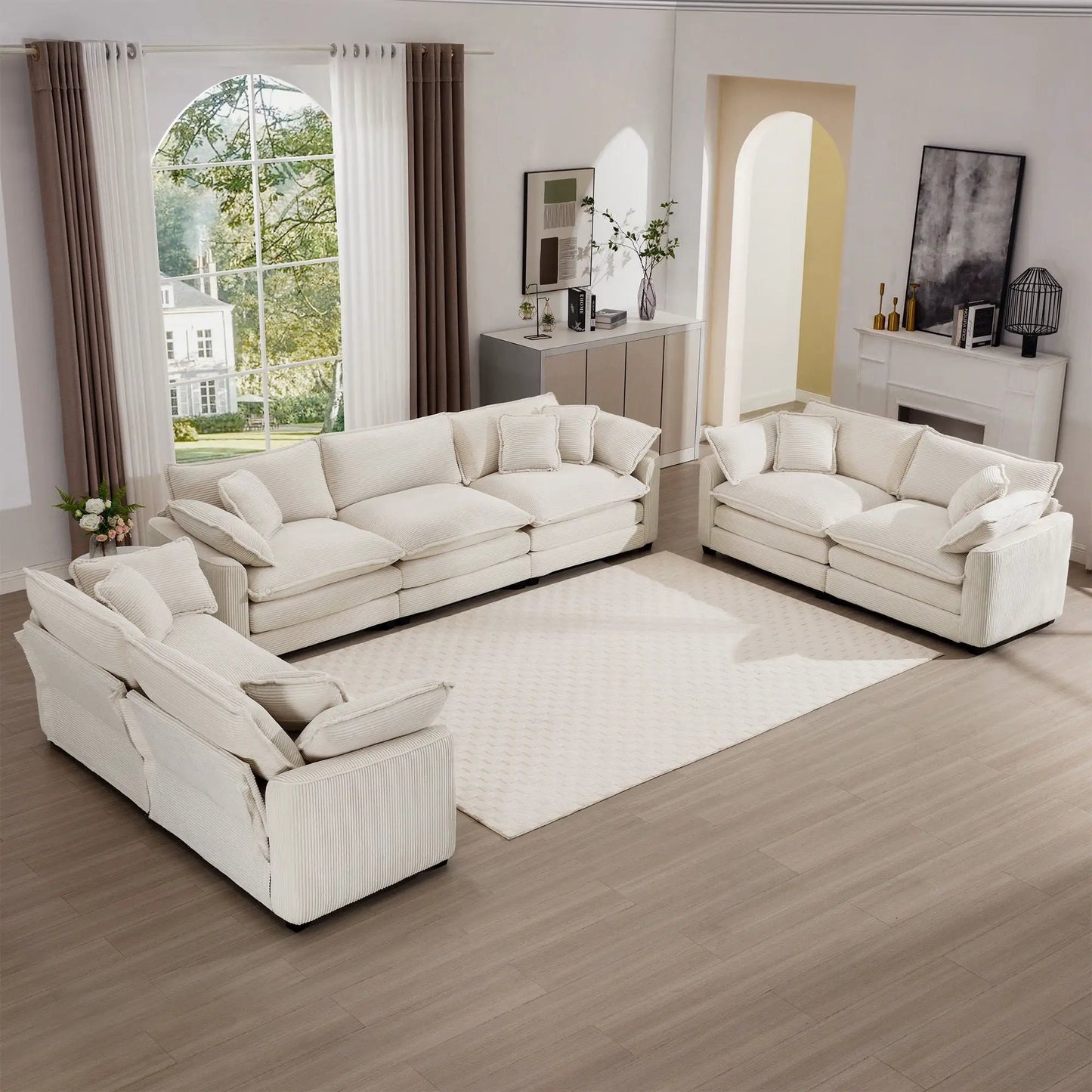 Elegant Sectional Sofa Set with Deep Seats