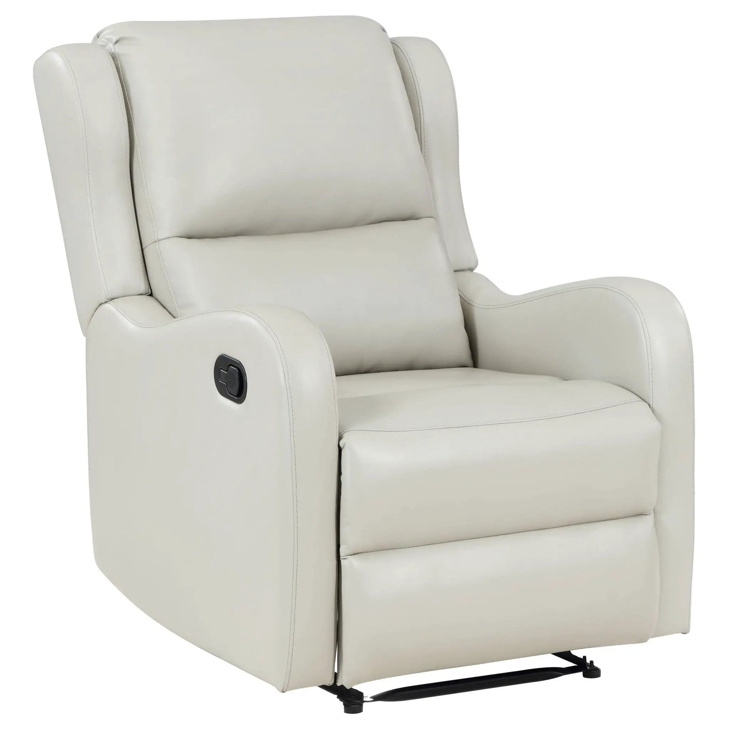 Cortland ivory upholstered English-arm recliner with power reclining on a metal base on Tampa Home & Garden Store