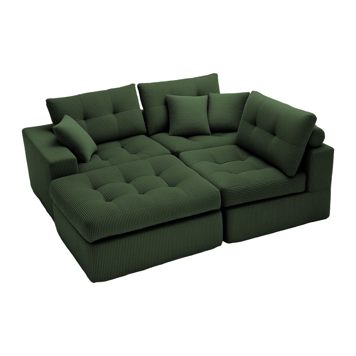 Corner Chaise L-Shaped Sofa Bed green corduroy by HouseOfZazla, 2-piece sofa set on Tampa Home & Garden Store