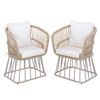 Teak Wicker Outdoor Dining Chair and Steel Frame