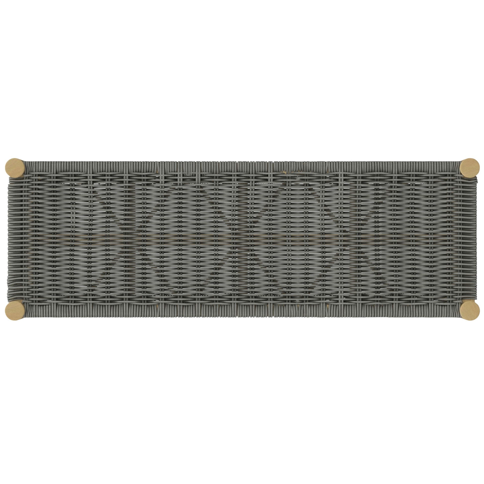 Dahlia outdoor indoor contemporary bench by HouseOfZazla, gray wicker with wood end caps on Tampa Home & Garden Store