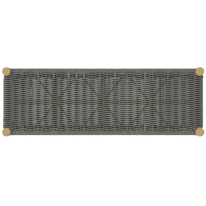 Dahlia outdoor indoor contemporary bench by HouseOfZazla, gray wicker with wood end caps on Tampa Home & Garden Store