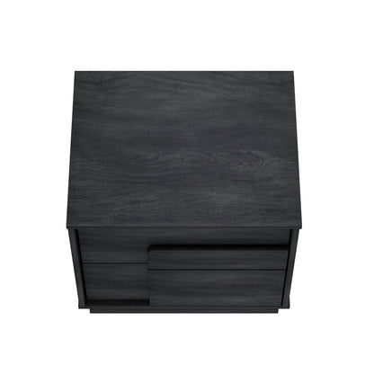 Modern nightstand HouseOfZazla dark gray woodgrain three-drawer with push-to-open drawers on Tampa Home & Garden Store