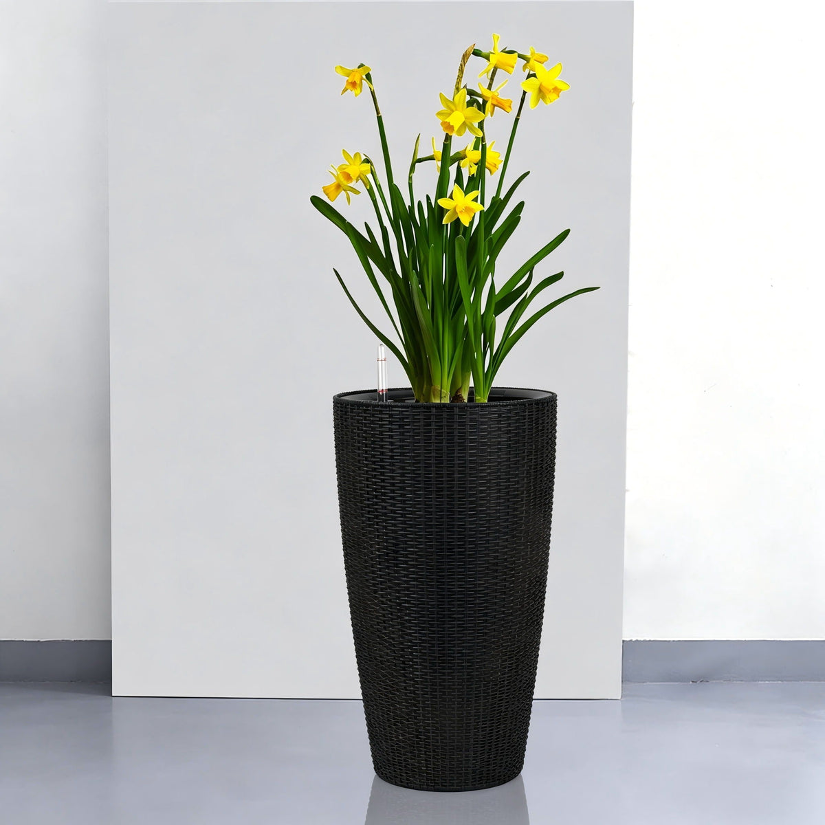 Tall black wicker planters set of 3 with water level monitor and auto watering, HouseOfZazla on Tampa Home & Garden Store