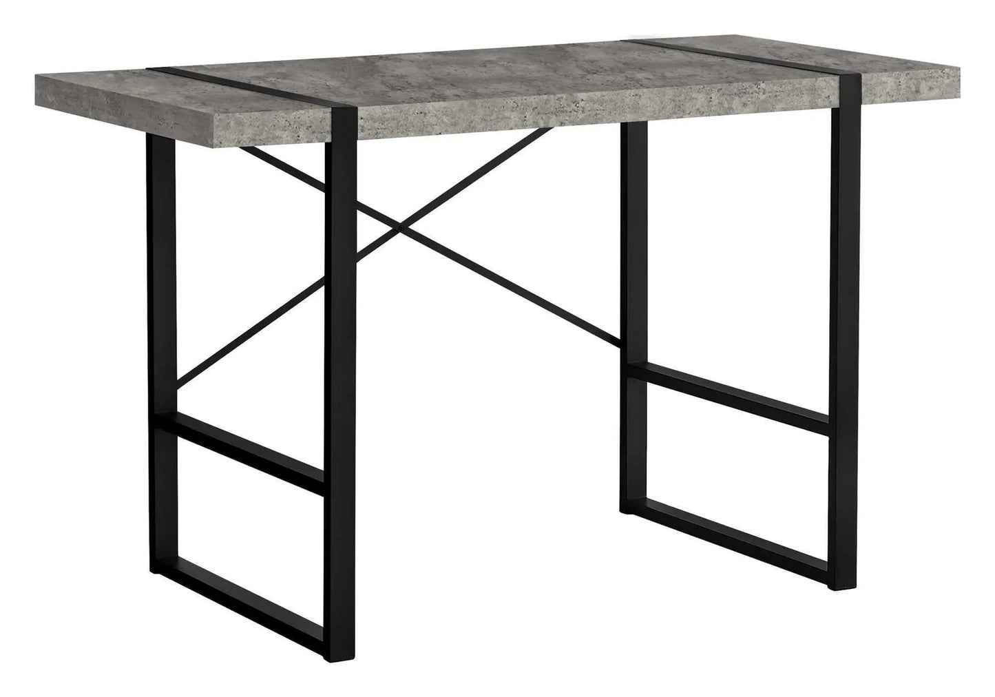 Computer desk industrial design with concrete-textured top and black metal frame on Tampa Home & Garden Store