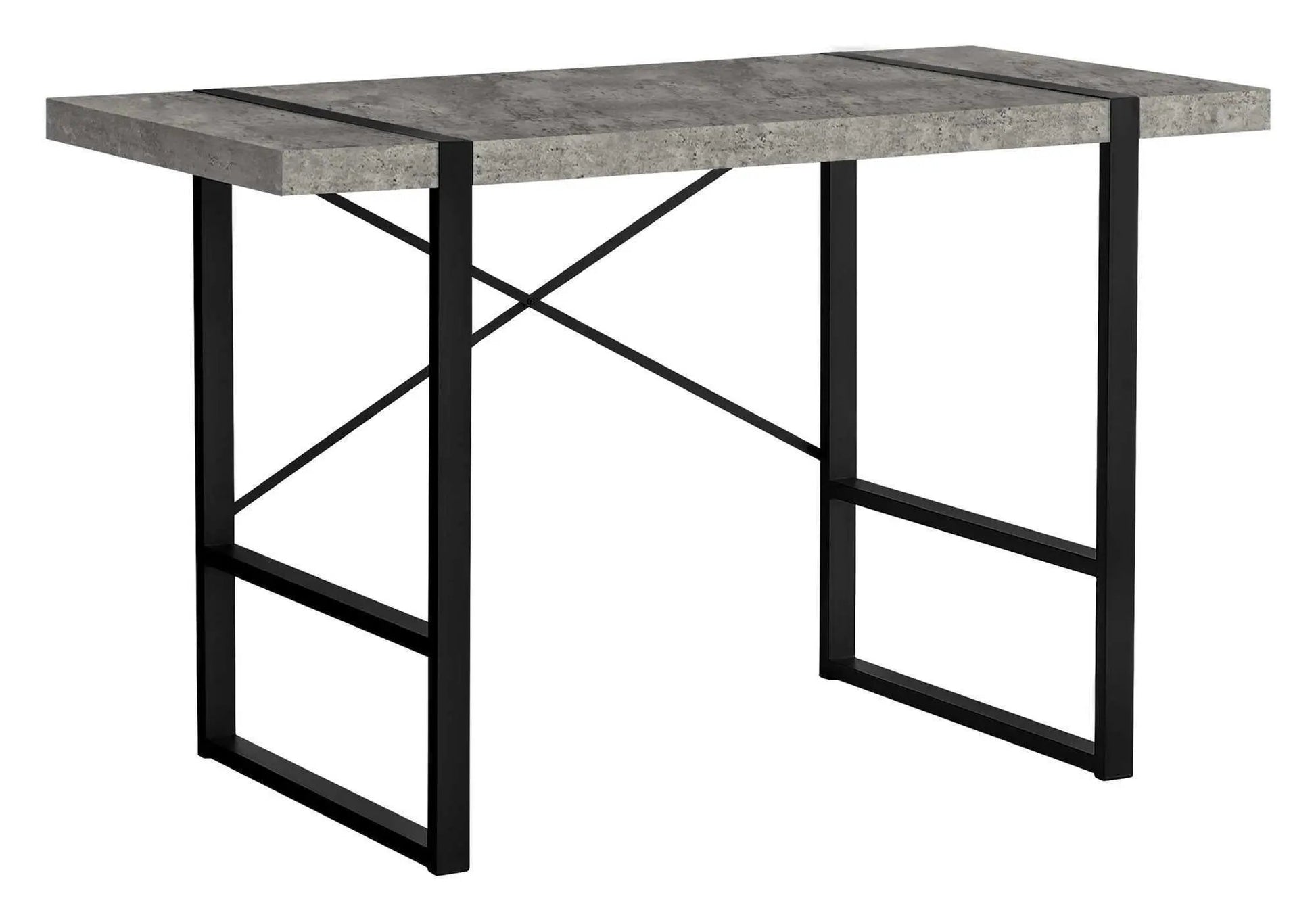 Computer desk industrial design with concrete-textured top and black metal frame on Tampa Home & Garden Store
