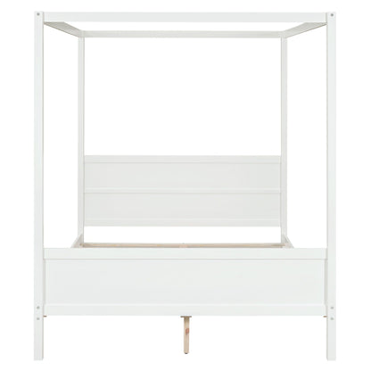 Modern Canopy Platform Bed and Wooden Headboard