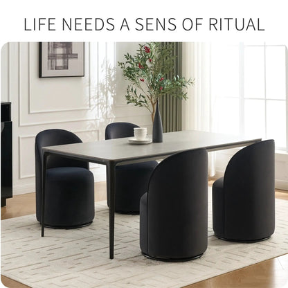 Six black 360 Degree Swivel Armless Dining Barrel Chairs by Unique Piece Furniture on Tampa Home & Garden Store