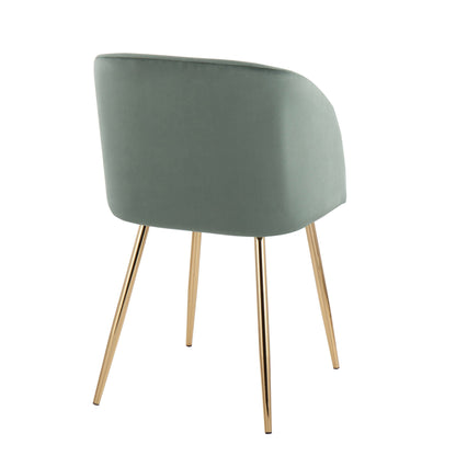 Contemporary Design Chair Set padded dark green fabric with gold-tone legs HouseOfZazla on Tampa Home & Garden Store