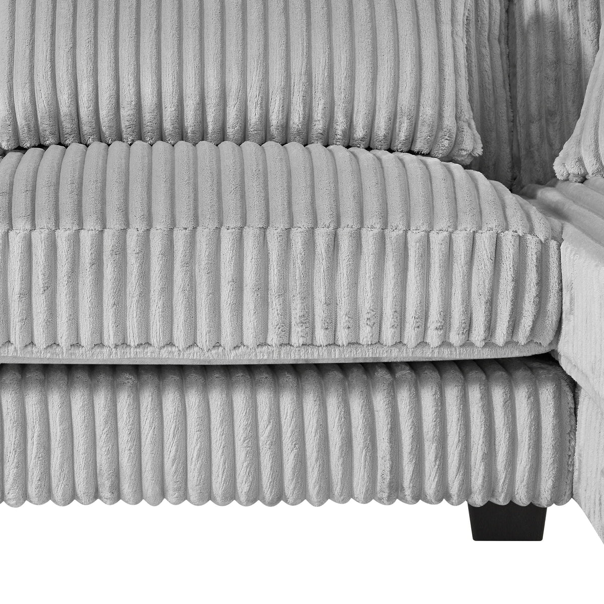 Stationary sectional sofa gray plush upholstery close-up by HouseOfZazla on Tampa Home & Garden Store