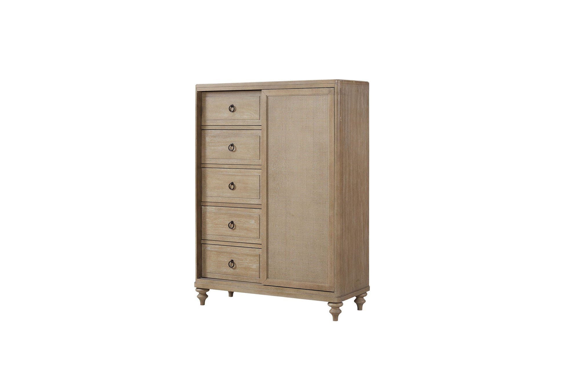 Queen bedroom dresser with sand finish and woven cane panel by HouseOfZazla on Tampa Home & Garden Store