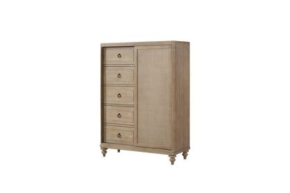 Queen bedroom dresser with sand finish and woven cane panel by HouseOfZazla on Tampa Home & Garden Store