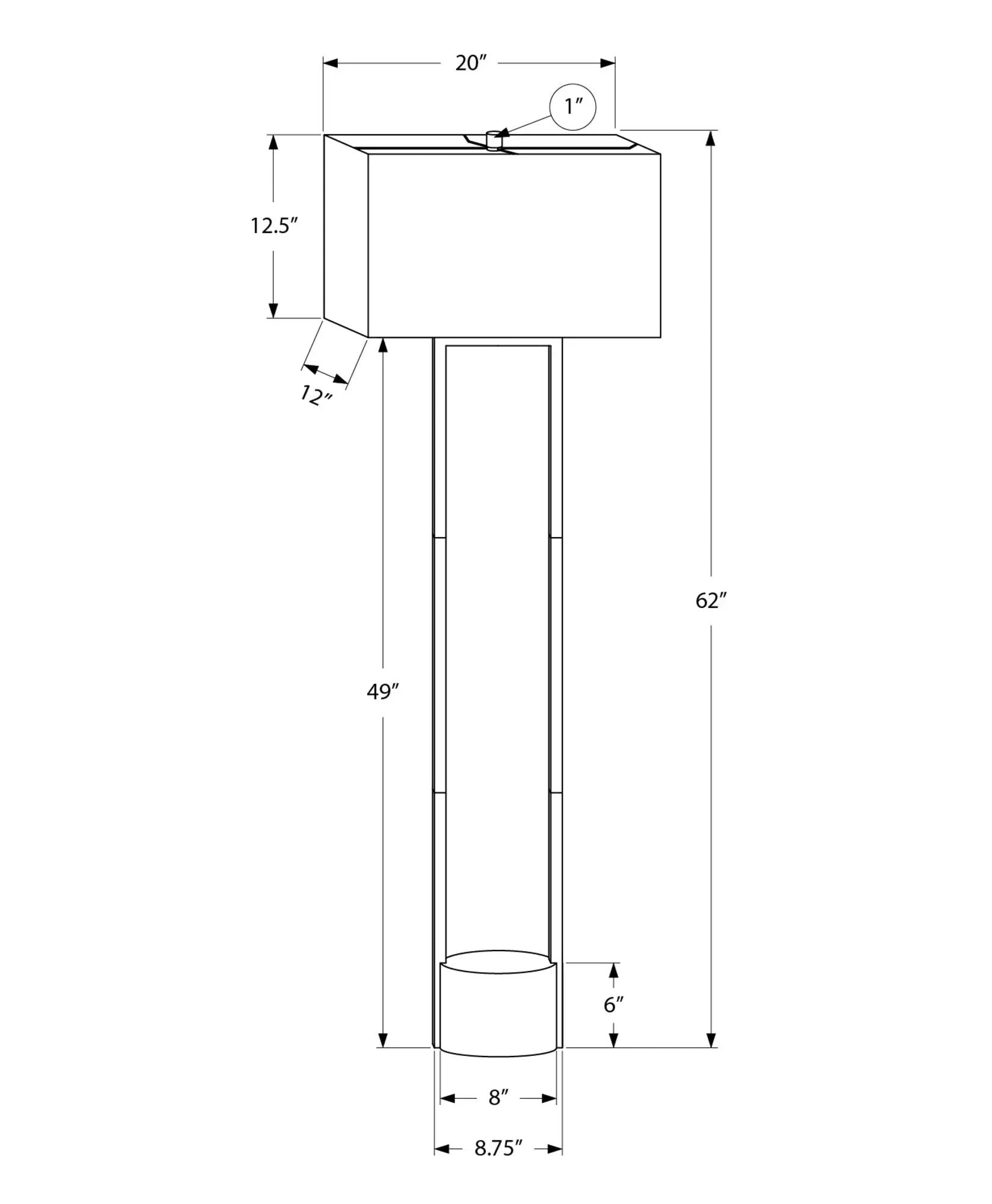 Floor lamp contemporary black beige by Unique Piece Furniture schematic with dims on Tampa Home & Garden Store