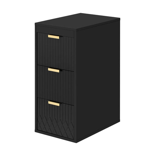 Modern wall-mounted cabinet with drawers black with gold handles by Unique Piece Furniture on Tampa Home & Garden Store