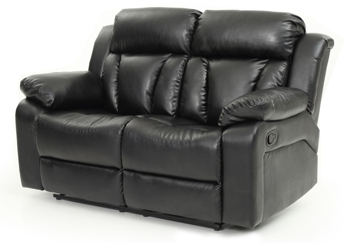 Cozy padded reclining loveseat in black leather by HouseOfZazla, reclining chaise longue on Tampa Home & Garden Store