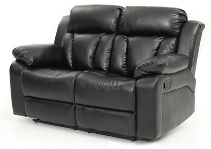 Cozy padded reclining loveseat in black leather by HouseOfZazla, reclining chaise longue on Tampa Home & Garden Store