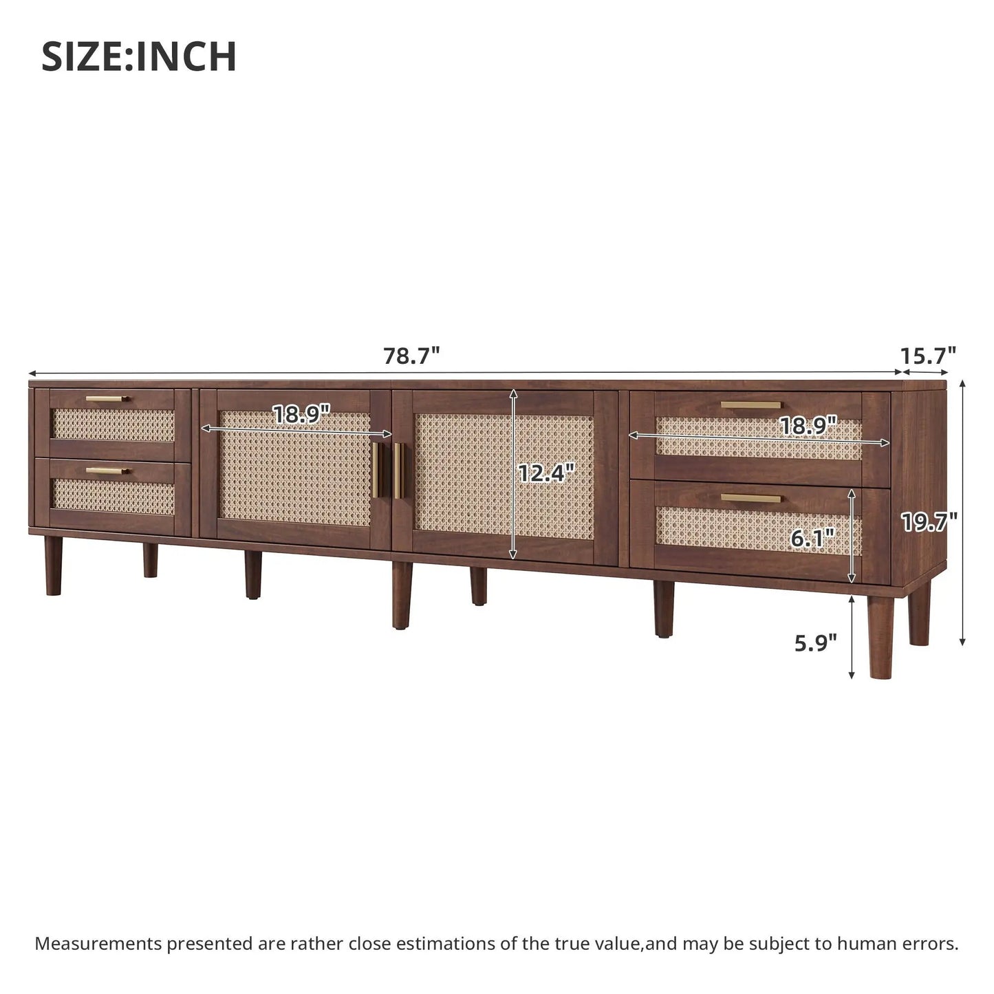 TV Stand Media Console with 4 Drawers Dark Brown