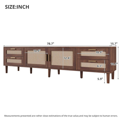 TV Stand Media Console with 4 Drawers Dark Brown