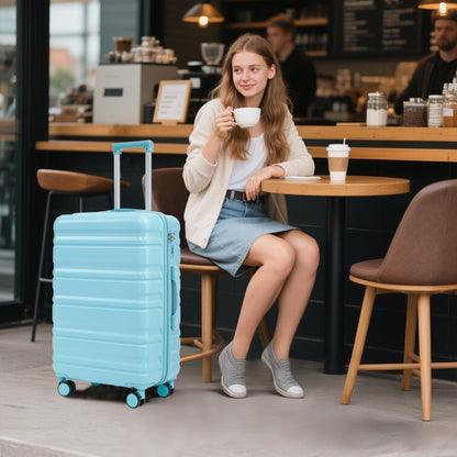 HIFINE Tourist 3-Piece ABS Spinner Luggage Set blue 4-wheel by HouseOfZazla on Tampa Home & Garden Store