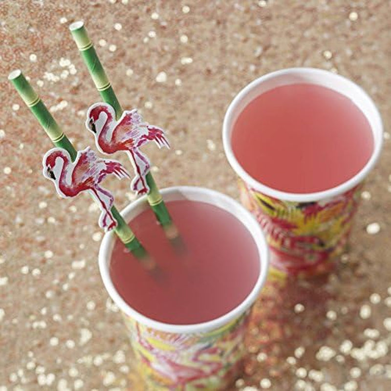Bamboo Print Biodegradable Drinking Paper Straws for Party Box of 100
