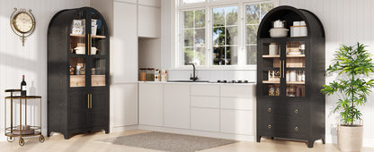 Tall Arched Kitchen Cabinet And Glass Doors