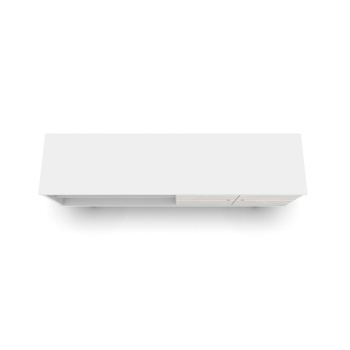 63in white TV stand with hidden storage and slim wood-front panel on Tampa Home & Garden Store
