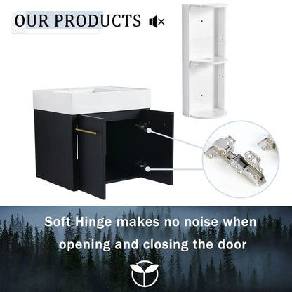 Modern Wall Mounted Vanity with Resin Sink Rack