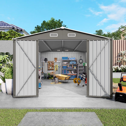 Outdoor Metal Storage Shed With Lockable Doors