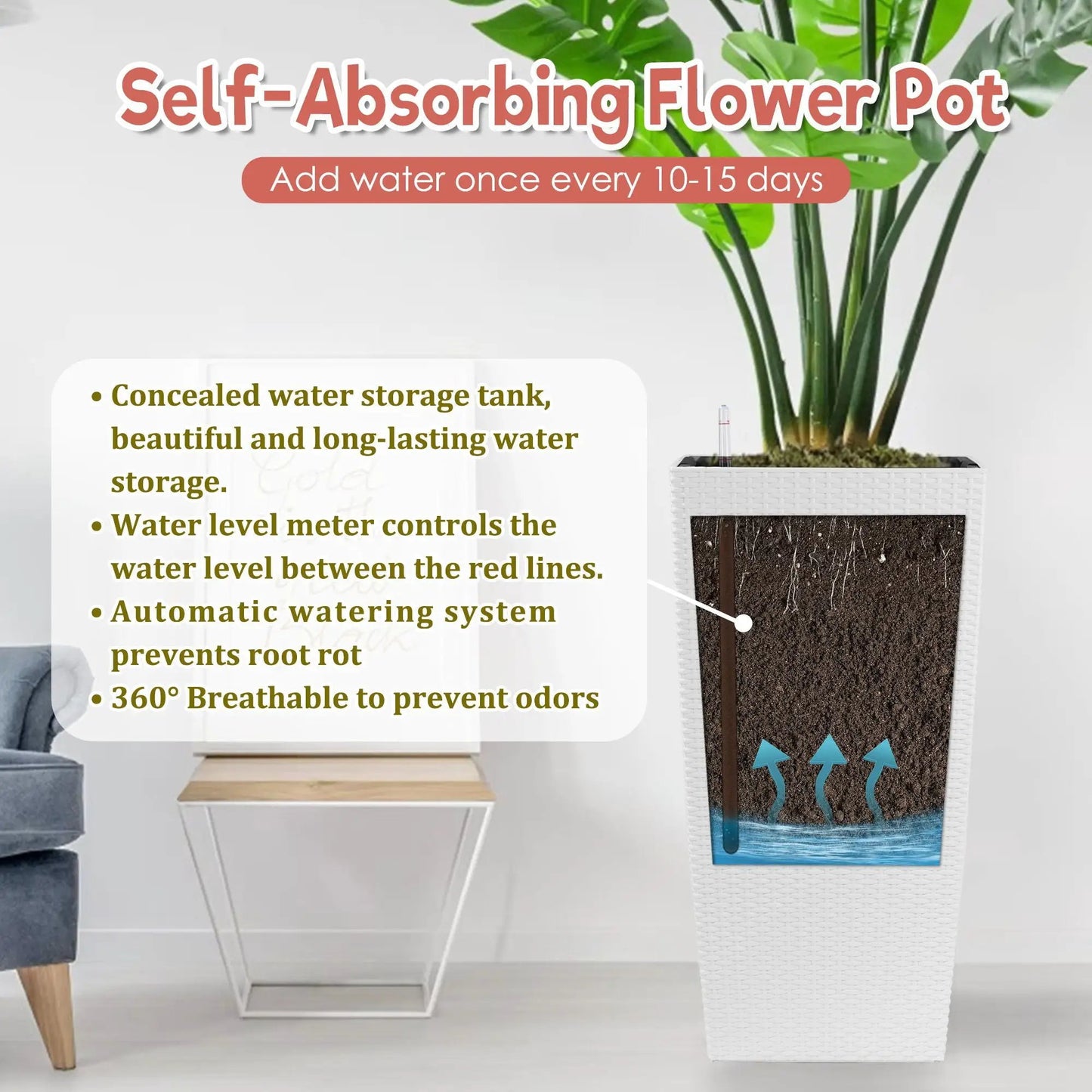 Indoor Outdoor Planter With Auto Watering