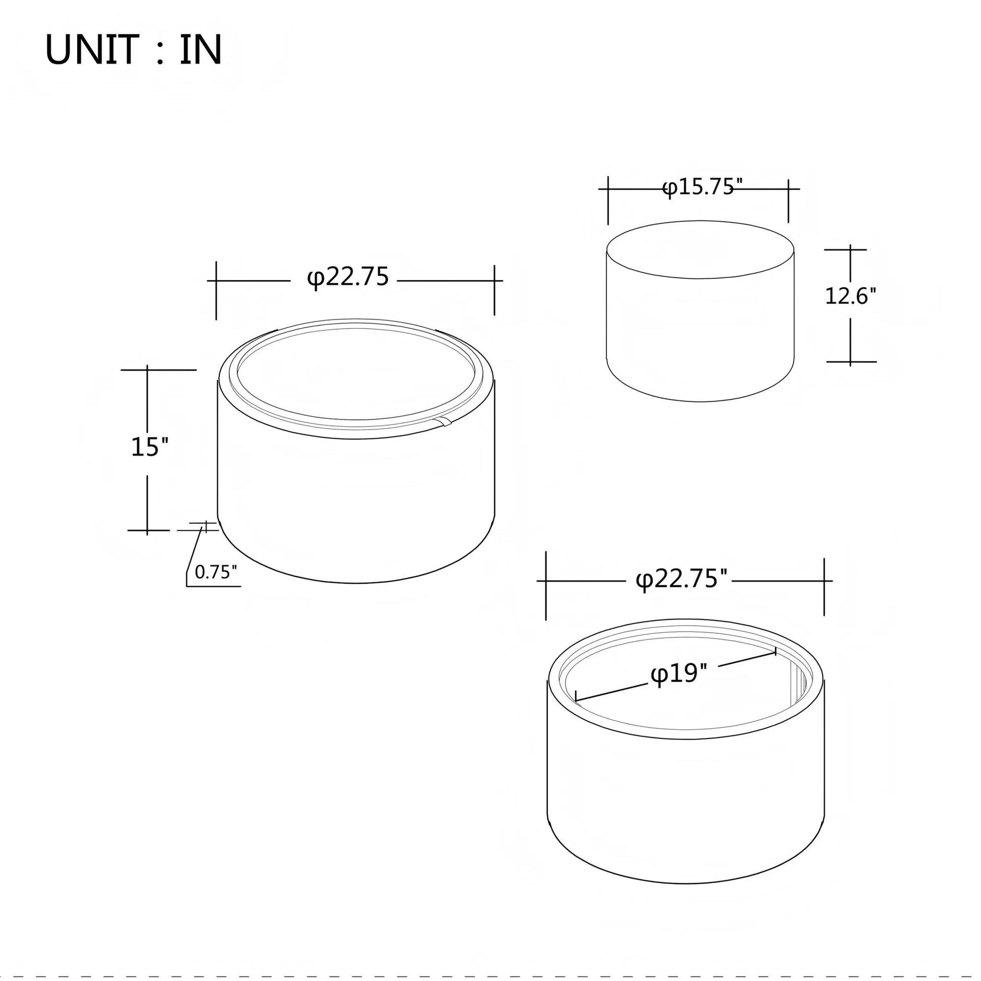 4-piece living room set with two nesting ottomans, round coffee table & bench with tray on Tampa Home & Garden Store
