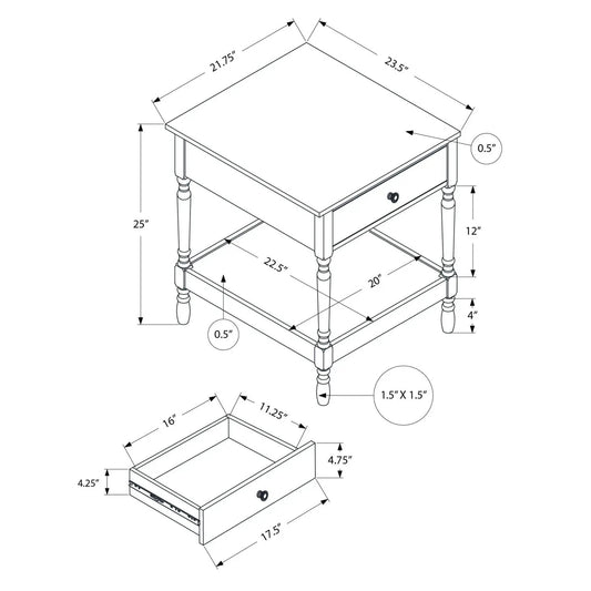 Accent Table 2-Tier Square Walnut by Unique Piece Furniture with drawer and turned legs on Tampa Home & Garden Store