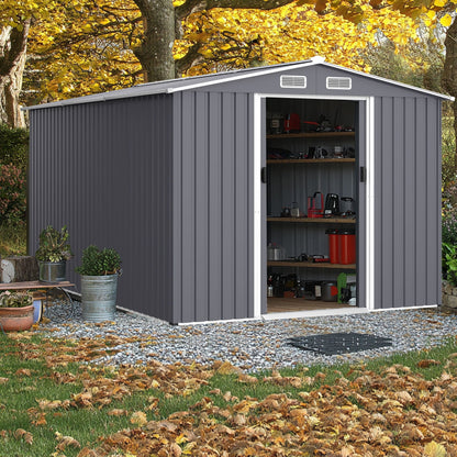Large Metal Storage Shed and Heavy Sliding Doors